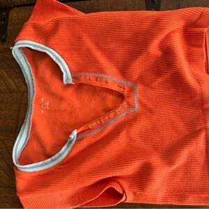 Bright Orange and blue urban top